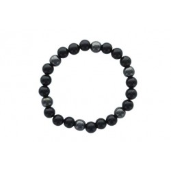 Bracelet Onyx et Hématite Perles rondes 8 mm