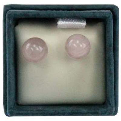 Boucles d'oreilles perles de quartz rose - 6 mm