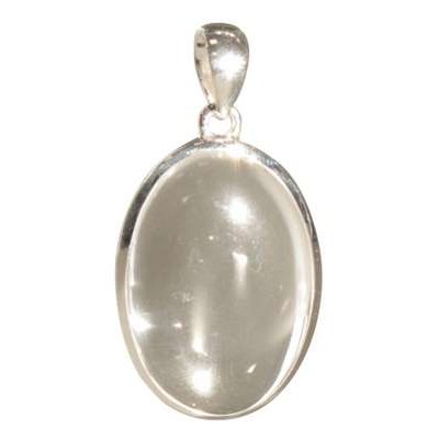 Pendentif Cristal de Roche Forme ovale Pierre sertie