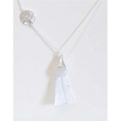 Collier Goutte Pierre de Lune Arbre de Vie et Pompon - Argent 925