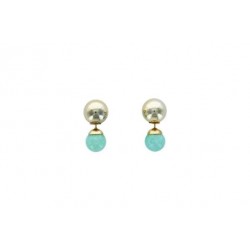 Boucles d'oreilles Amazonite Boules Réversibles Métal Doré