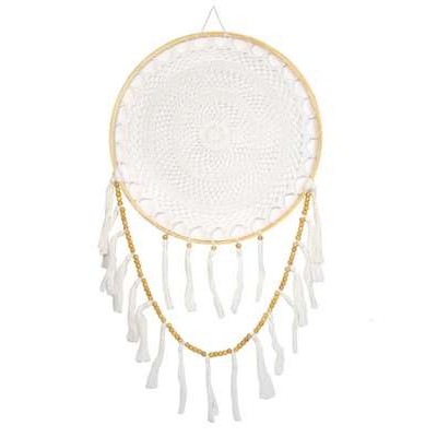 Attrape-rêves Macramé Boho Blanc 40 cm